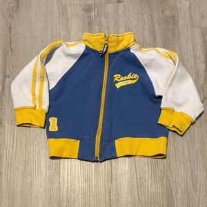 Please Mum Rookie Kids Blue and Yellow Zip-Up Sweater